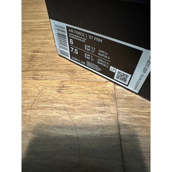 Nike Air Force 1 '07 PRM "Silver Chain" Sneakers DA8571-100 Size 6 - Picture 2 of 5